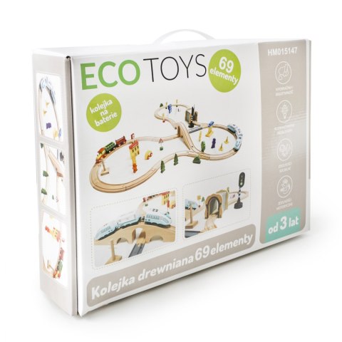 Drewniana kolejka pociąg na baterie 69el Ecotoys Drewniana kolejka pociąg na baterie 69el Ecotoys
