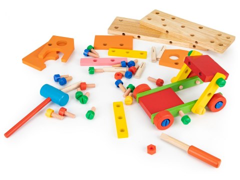 Drewniane klocki konstrukcyjne edukacyjne + narzedzia Ecotoys Drewniane klocki konstrukcyjne edukacyjne + narzedzia Ecotoys