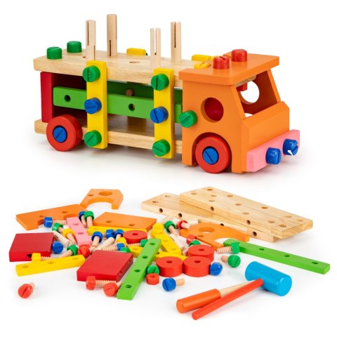 Drewniane klocki konstrukcyjne edukacyjne + narzedzia Ecotoys Drewniane klocki konstrukcyjne edukacyjne + narzedzia Ecotoys