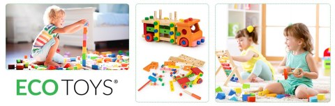 Drewniane klocki konstrukcyjne edukacyjne + narzedzia Ecotoys Drewniane klocki konstrukcyjne edukacyjne + narzedzia Ecotoys