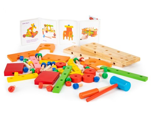 Drewniane klocki konstrukcyjne edukacyjne + narzedzia Ecotoys Drewniane klocki konstrukcyjne edukacyjne + narzedzia Ecotoys