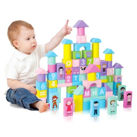 Drewniane klocki miasto 100szt. ECOTOYS Drewniane klocki miasto 100szt. ECOTOYS