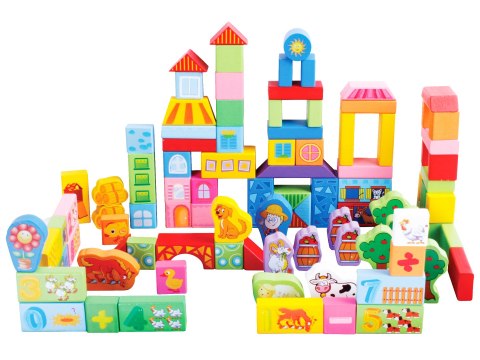 Drewniane klocki zestaw farma 100 el. ECOTOYS Drewniane klocki zestaw farma 100 el. ECOTOYS