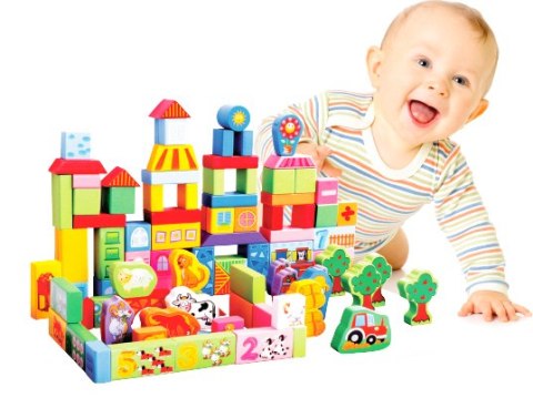 Drewniane klocki zestaw farma 100 el. ECOTOYS Drewniane klocki zestaw farma 100 el. ECOTOYS