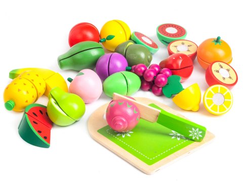 DREWNIANE OWOCE DO KROJENIA 20SZT ECOTOYS