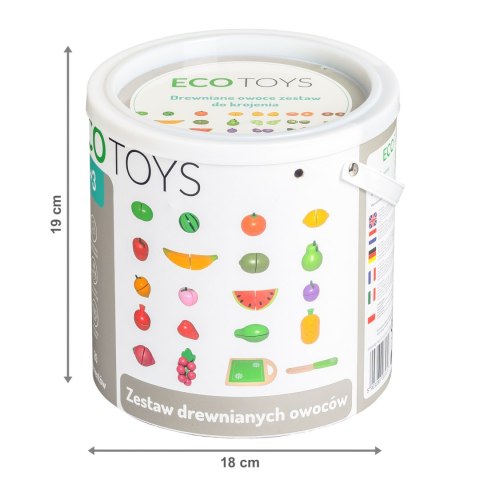 DREWNIANE OWOCE DO KROJENIA 20SZT ECOTOYS