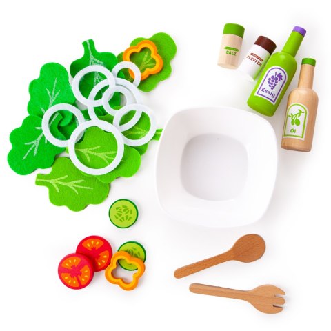 Drewniane warzywa sałatka zestaw z miską Ecotoys Drewniane warzywa sałatka zestaw z miską Ecotoys