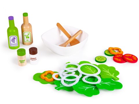 Drewniane warzywa sałatka zestaw z miską Ecotoys Drewniane warzywa sałatka zestaw z miską Ecotoys