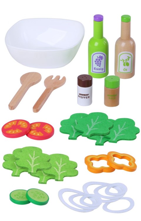 Drewniane warzywa sałatka zestaw z miską Ecotoys Drewniane warzywa sałatka zestaw z miską Ecotoys