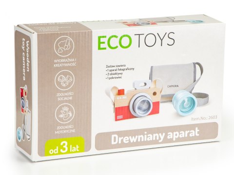 Drewniany aparat zabawka torba kalejdoskop ECOTOYS Drewniany aparat zabawka torba kalejdoskop ECOTOYS
