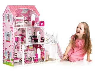 DREWNIANY DOMEK DLA LALEK Z WINDĄ XXL ZJEŻDŻALNIA ECOTOYS