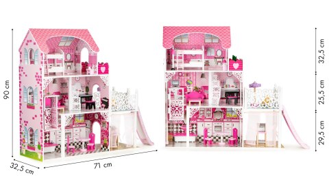 DREWNIANY DOMEK DLA LALEK Z WINDĄ XXL ZJEŻDŻALNIA ECOTOYS