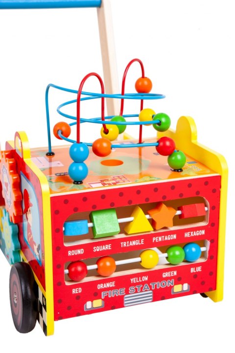 Drewniany pchacz edukacyjny straż pożarna + klocki Ecotoys Drewniany pchacz edukacyjny straż pożarna + klocki Ecotoys