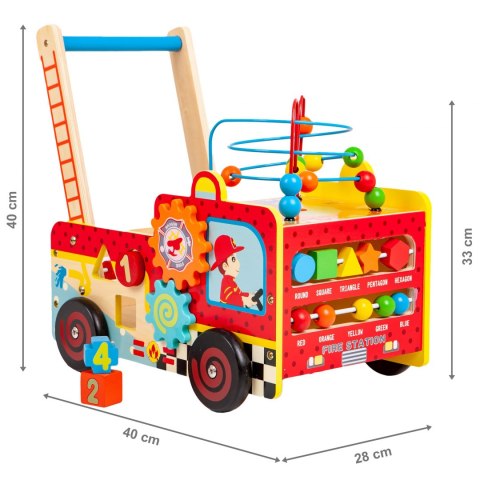 Drewniany pchacz edukacyjny straż pożarna + klocki Ecotoys Drewniany pchacz edukacyjny straż pożarna + klocki Ecotoys