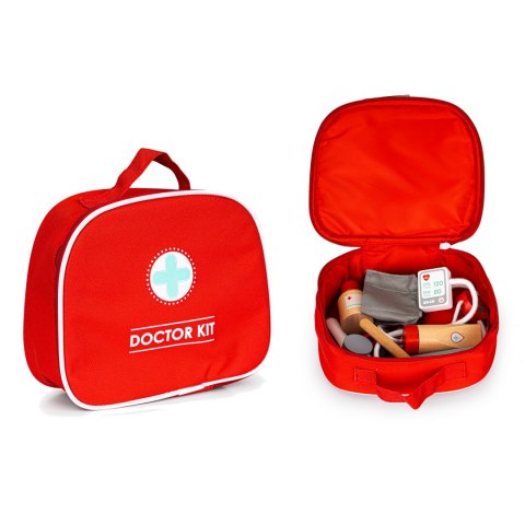 Drewniany zestaw lekarski torba + 9 el. ECOTOYS Drewniany zestaw lekarski torba + 9 el. ECOTOYS