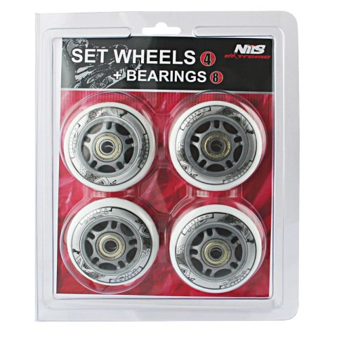 PU 70x24 BIAŁE 82A (4 SZT) + ABEC-7 (8 SZT) ZESTAW NILS EXTREME