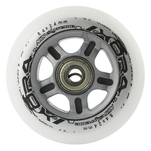PU 84x24 BIAŁE 82A (4 SZT) + ABEC-7 (8 SZT) CHROME ZESTAW NILS EXTREME