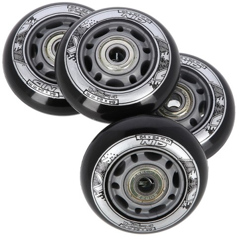 PU 64x24 82A CZARNE (4 szt.) + ABEC-9 (8 szt.) ZESTAW NILS EXTREME