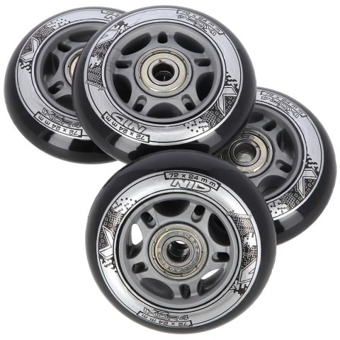 PU 72x24 82A CZARNE (4 szt.) + ABEC-9 (8 szt.) ZESTAW NILS EXTREME