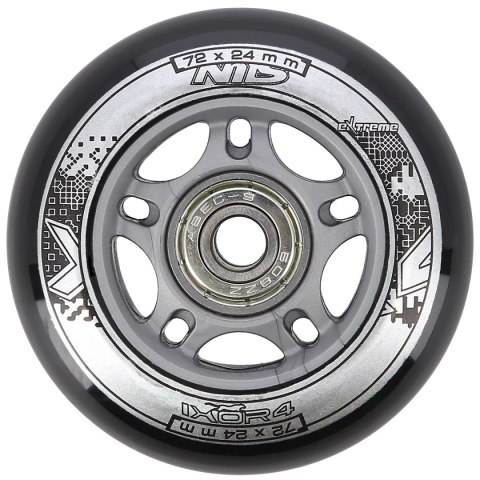PU 72x24 82A CZARNE (4 szt.) + ABEC-9 (8 szt.) ZESTAW NILS EXTREME