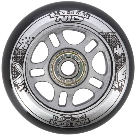 PU 76x24 82A CZARNE (4 szt.) + ABEC-9 (8 szt.) ZESTAW NILS EXTREME