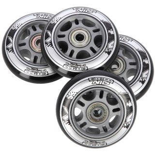 PU 80x24 82A CZARNE (4 szt.) + ABEC-9 (8 szt.) ZESTAW NILS EXTREME