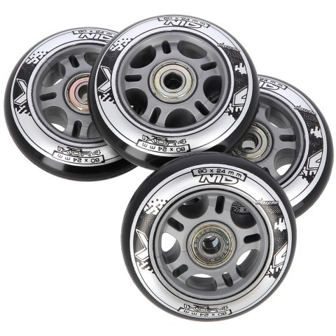 PU 80x24 82A CZARNE (4 szt.) + ABEC-9 (8 szt.) ZESTAW NILS EXTREME