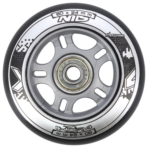 PU 80x24 82A CZARNE (4 szt.) + ABEC-9 (8 szt.) ZESTAW NILS EXTREME