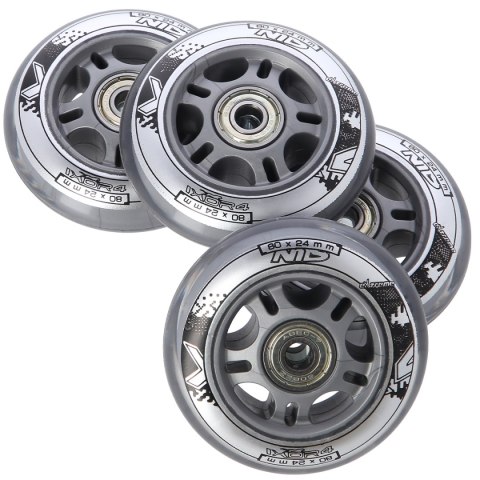 PU 80x24 82A PRZEZROCZYSTE N (4 szt.) + ABEC-7 (8 szt.) ZESTAW NILS EXTREME