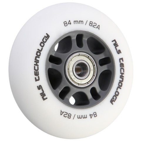 PU 84x24 82A BIAŁE MATOWE (4 szt.) + ABEC-9 CHROME (8 szt.) ZESTAW NILS EXTREME