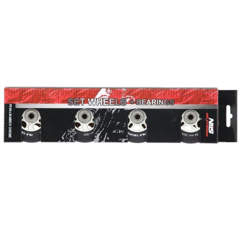 PU 84x24 82A CZARNE MATOWE (4 szt.) + ABEC-9 CHROME (8 szt.) ZESTAW NILS EXTREME