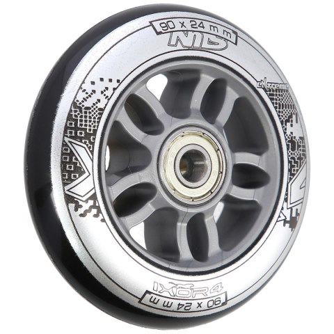 PU 90x24 82A CZARNE (4 szt.) + ABEC-9 CHROME (8 szt.) ZESTAW NILS EXTREME