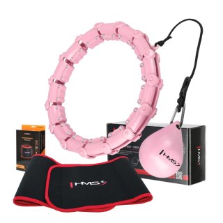 ZESTAW HULA HOP HHW02 LIGHT PINK Z WYPUSTKAMI I OBCIĄŻNIKIEM HMS + PAS BR163 RED