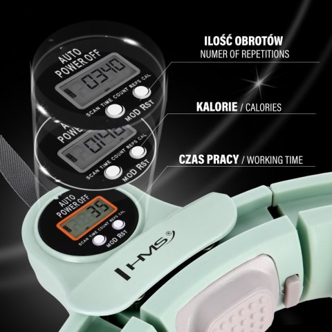 ZESTAW HULA HOP MAGNETYCZNY GREEN HHM13 Z LICZNIKIEM HMS + PAS WYSZCZUPLAJĄCY BR163 RED