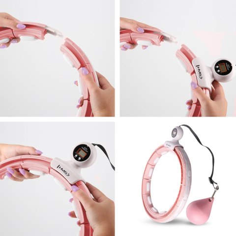 ZESTAW HULA HOP MAGNETYCZNY PINK HHM15 Z LICZNIKIEM HMS + PAS WYSZCZUPLAJĄCY BR163 RED