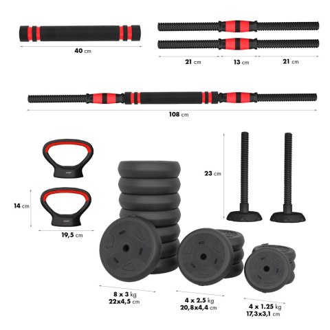 SGN140 PRO SET 6W1 ZESTAW CIĘŻARÓW 40KG HMS