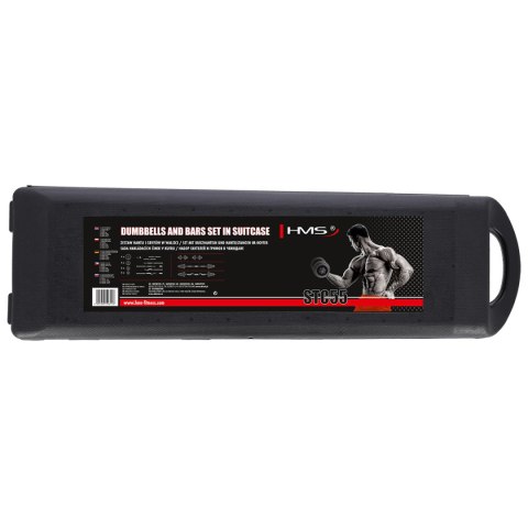 STC55 SZTANGIELKI-SZTANGA PROSTA I ŁAMANA W WALIZCE CHROM 55KG HMS