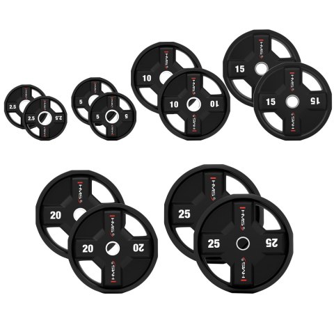 TPC SET ZESTAW TALERZY OLIMPIJSKICH POLIURETANOWYCH 2 x 2.5 - 25 KG CPU (155 KG) HMS