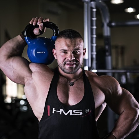 KNV16 BLUE KETTLEBELL ŻELIWNY POKRYTY WINYLEM HMS