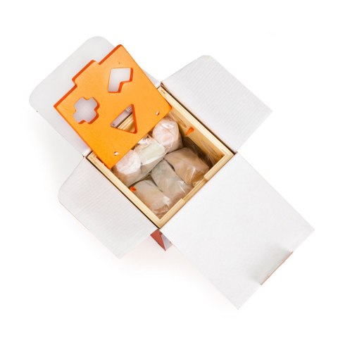 Drewniana kostka edukacyjna sorter z klockami Drewniana kostka edukacyjna sorter z klockami