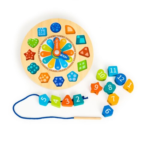 Drewniany zegar sorter edukacyjny 3w1 świecący Drewniany zegar sorter edukacyjny 3w1 świecący