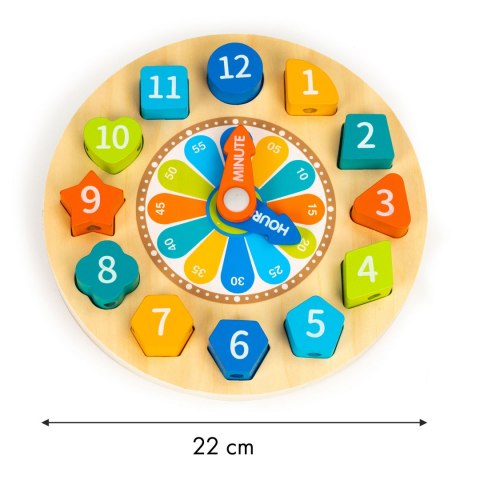 Drewniany zegar sorter edukacyjny 3w1 świecący Drewniany zegar sorter edukacyjny 3w1 świecący