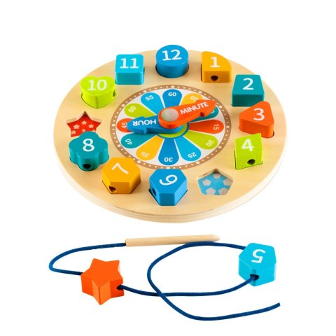 Drewniany zegar sorter edukacyjny 3w1 świecący Drewniany zegar sorter edukacyjny 3w1 świecący