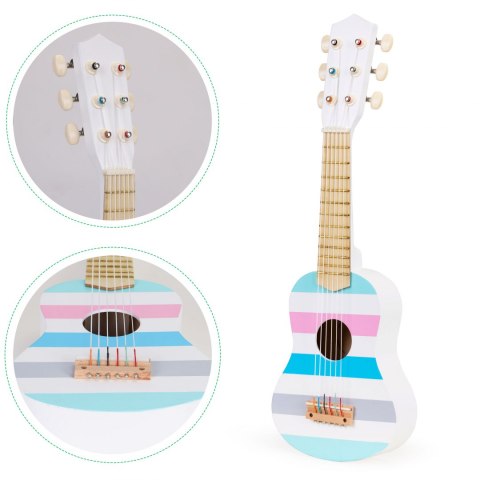 Gitara klasyczna drewniana dla dzieci - kolorowe pudło rezonansowe 6 strun ECOTOYS Gitara klasyczna drewniana dla dzieci - kolorowe pudło rezonansowe 6 strun ECOTOYS