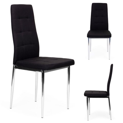 Krzesła tapicerowane czarne pikowane 4x krzesło do salonu jadalni ModernHome Krzesła tapicerowane czarne pikowane 4x krzesło do salonu jadalni ModernHome