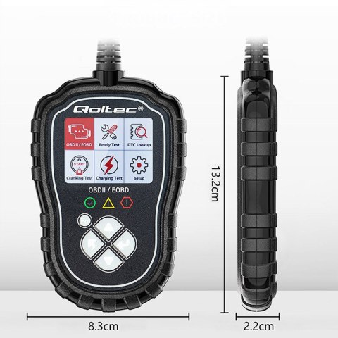 Qoltec Cyfrowy Tester diagnostyczny ProLine | OBD2 EOBD | Polskie MENU | 8V-25V | Dual System