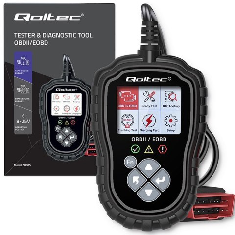 Qoltec Cyfrowy Tester diagnostyczny ProLine | OBD2 EOBD | Polskie MENU | 8V-25V | Dual System