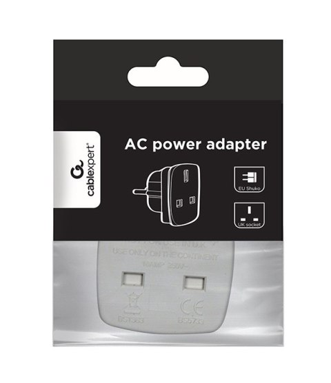 Adapter GEMBIRD A-AC-UKEU-001 (Angielski F - PL (10A) M; kolor biały) Adapter GEMBIRD A-AC-UKEU-001 (Angielski F - PL (10A) M; kolor biały)