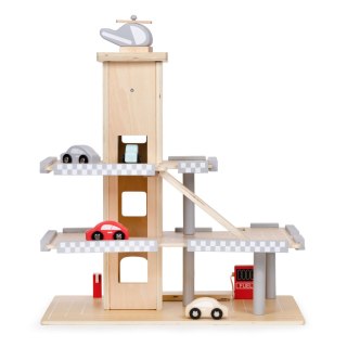 DUŻY DREWNIANY TOR GARAŻ PARKING Z WINDĄ + AUTKA ECOTOYS