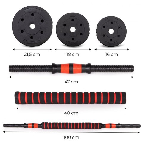 Hantle regulowane 2x 15kg sztanga zestaw 30kg gryf Hantle regulowane 2x 15kg sztanga zestaw 30kg gryf